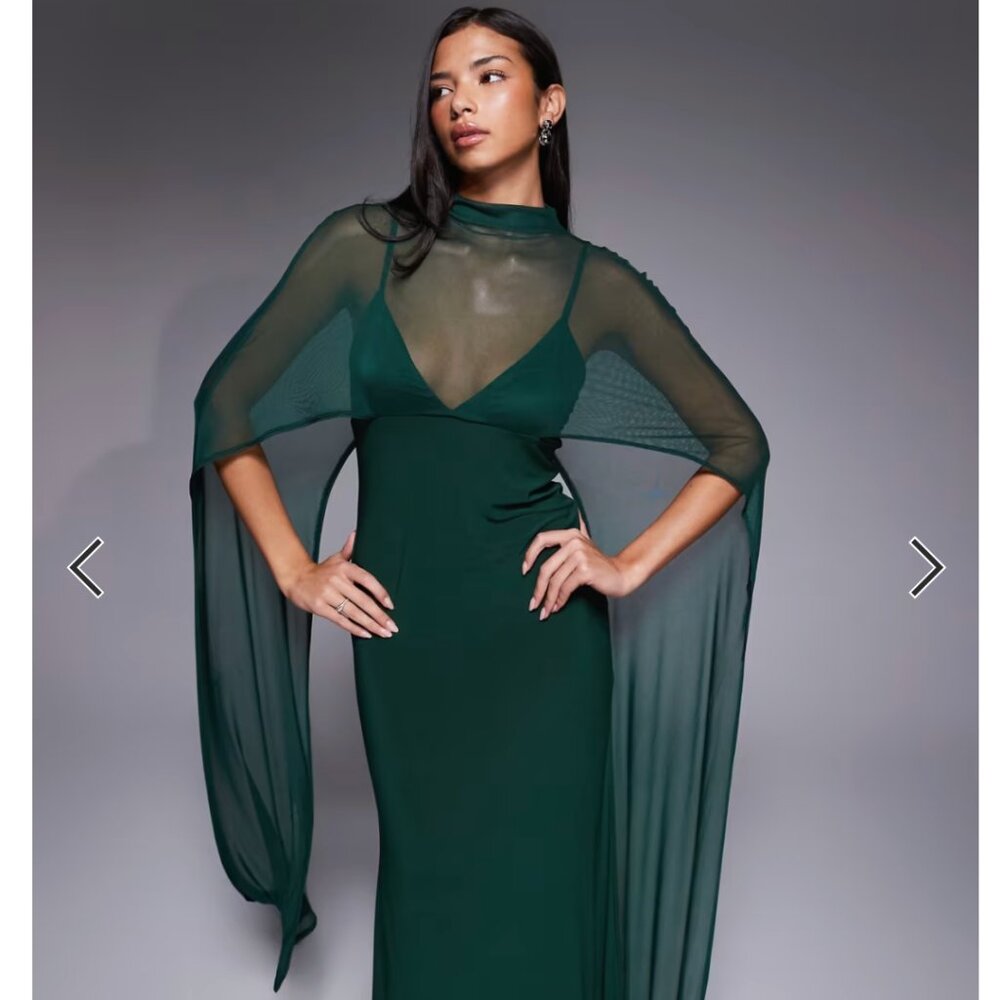 ASOS DESIGN exaggerated cape maxi dress in green